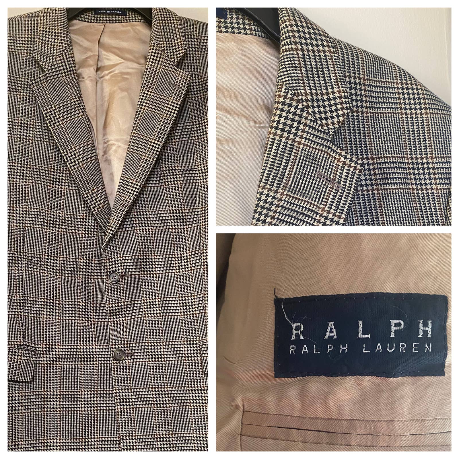 46l Houndstooth Ralph Lauren Black Label Sport Coat Dillard’s 100% Lambs Wool